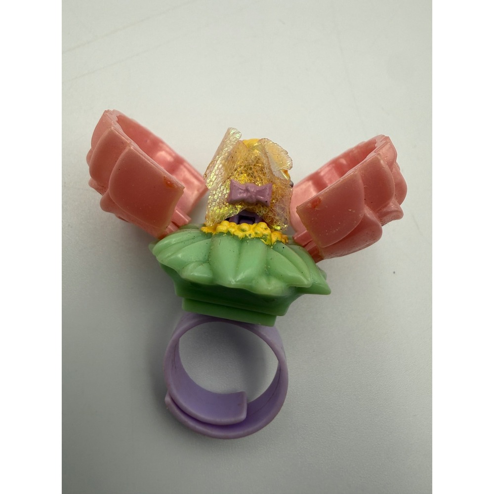 Vintage Poly Pocket "Fairy Fun" Flower Ring Miniature Toy Pink Green Purple - Picture 2 of 3